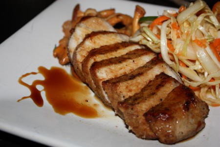Pork loin with Asian style slaw and BC Chanterelles